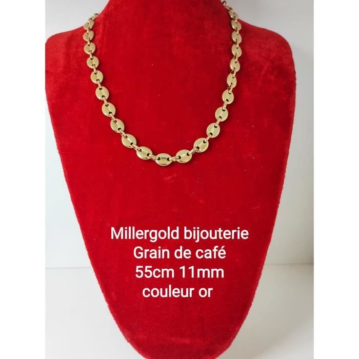 Collier Chaîne En Acier Inoxydable - Maillons Grain De Café Argenté - Longueur 0,6 Cm - Neuf Avec Étiquettes