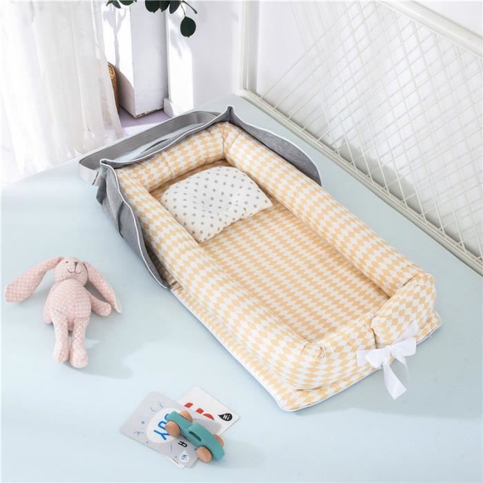 Lit Bebe Portable En Coton Reducteur De Lit Pliable Nid Pour Nouveau Ne Nourrisson De Voyage Lavable Berceau 0 2 Ans Jaune Treillis Cdiscount Puericulture Eveil Bebe