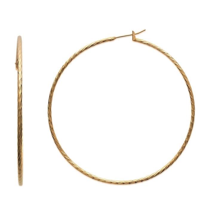 Paire de Créoles diamètre 4 cm en Plaqué Or 18 carats