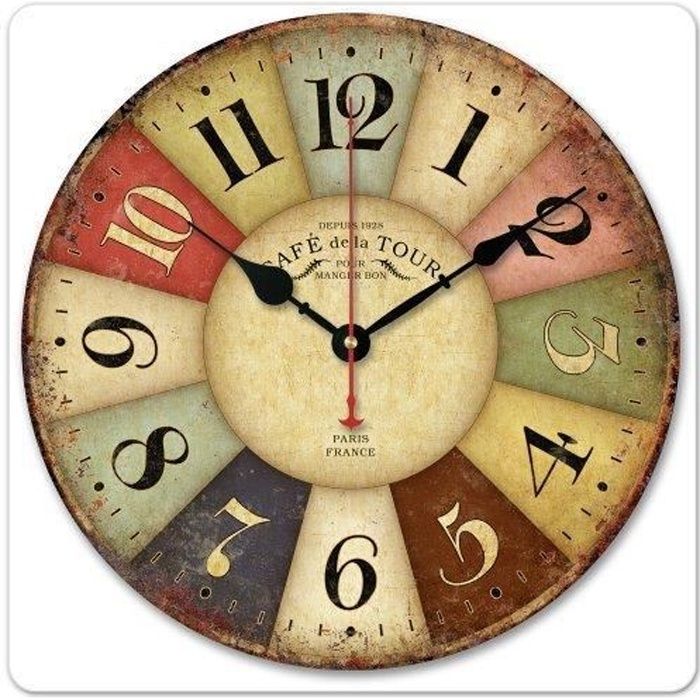 Horloge Murale En Bois Style Colore Paysage Toscan Achat Vente