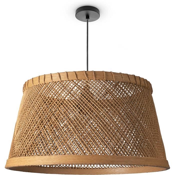 Lampe de plafond en rotin - Lampe suspendue de stile Boho Bali - Milo Bois naturel Lampe de plafond en rotin - Lampe suspendue de stile Boho Bali - Milo Bois naturel