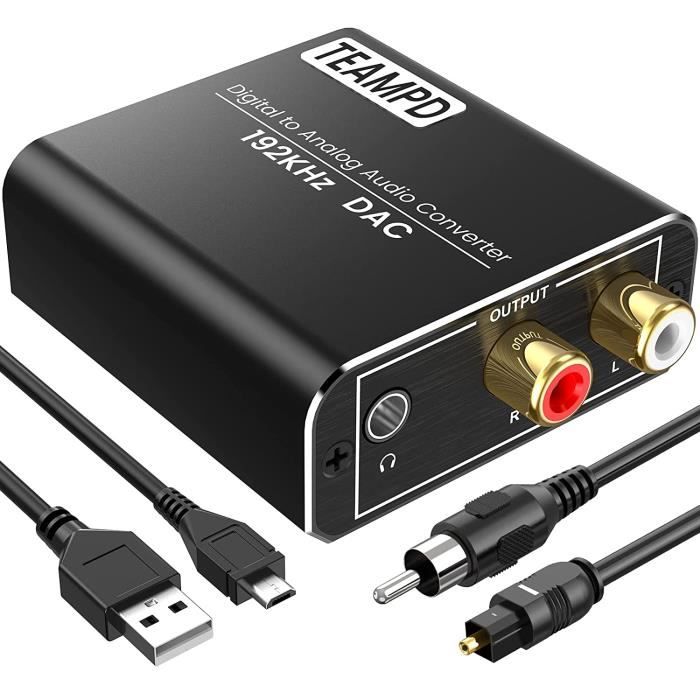 Avizar Convertisseur DAC Audio 192 kHz Numérique vers Analogique / RCA