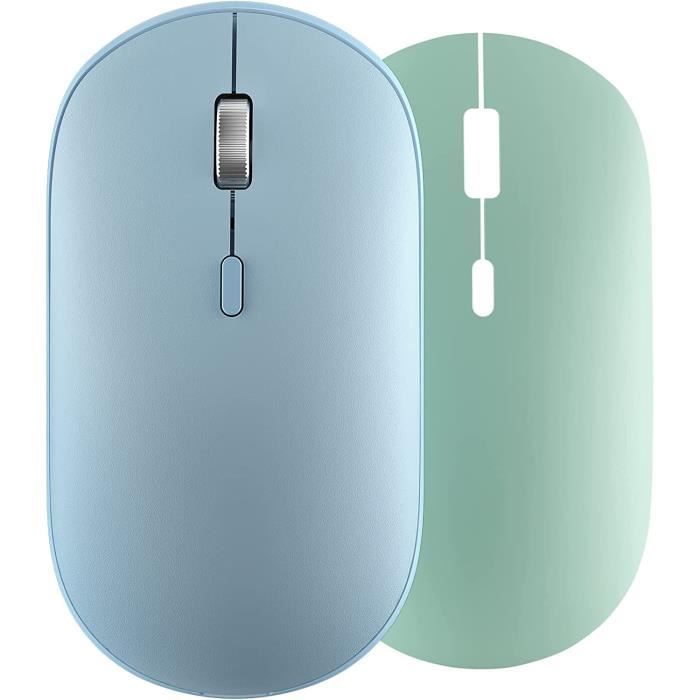 Souris Sans Fil Double Mode 2.4G + Bluetooth 5.2 – Silencieuse Et Rechargeable (Bleu)