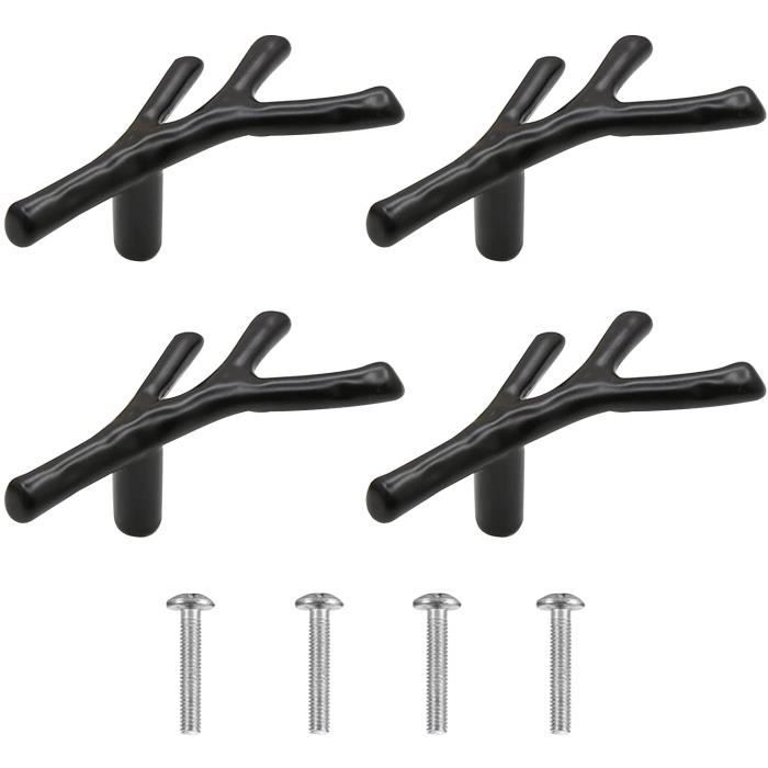 Poignée de meuble - MARQUE - Modèle Moderne - Alliage de zinc - Noir - Lot de 4 pièces