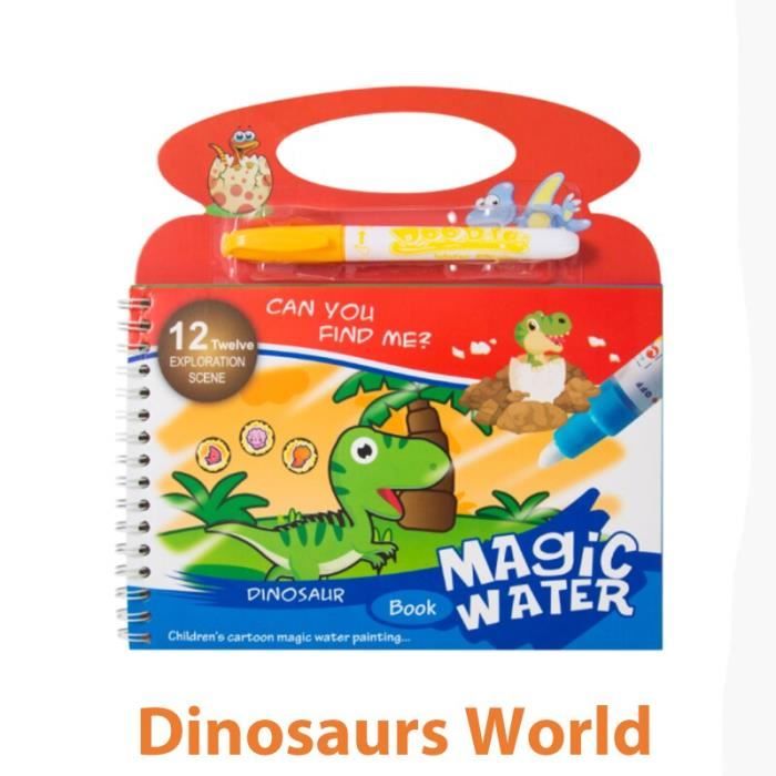 6 Livre de Coloriage a L'eau,Livre Magique à L'Eau avec Stylo Leau,Enfant Magic Water Book,Réutilisable,Jouets Peinture pour Tout-Petits Garçons Filles Présents