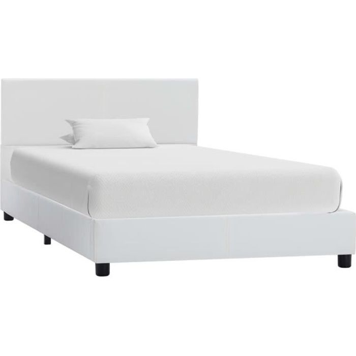744•Modern Design Lit 1 PLACECadre de lit Adulte Simplicity MODE Structure de litBlanc Similicuir 90 x 200 cm TOP VENTES