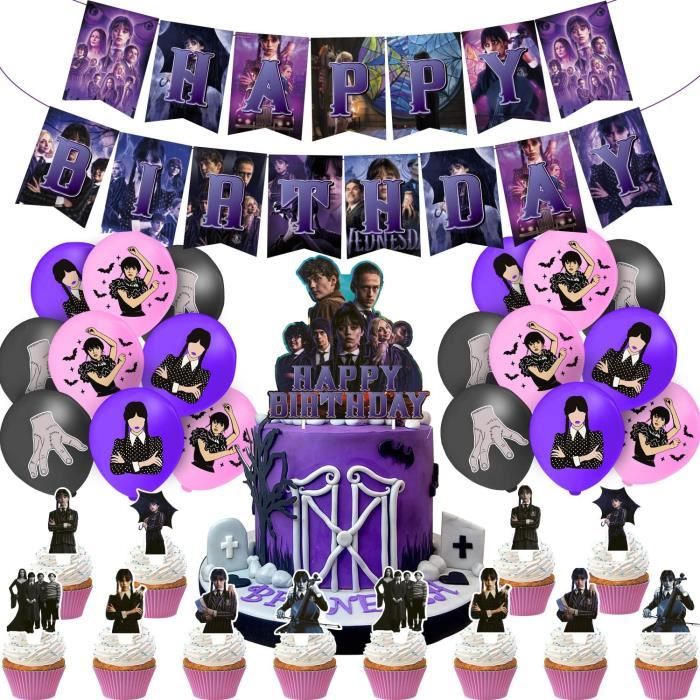 Mercredi Addams Film Thème Fête d'anniversaire Décoration Vaisselle Paper  Cup Assiette Serviettes Bannière Gâteau Toppers Ballon Enfants Faveurs