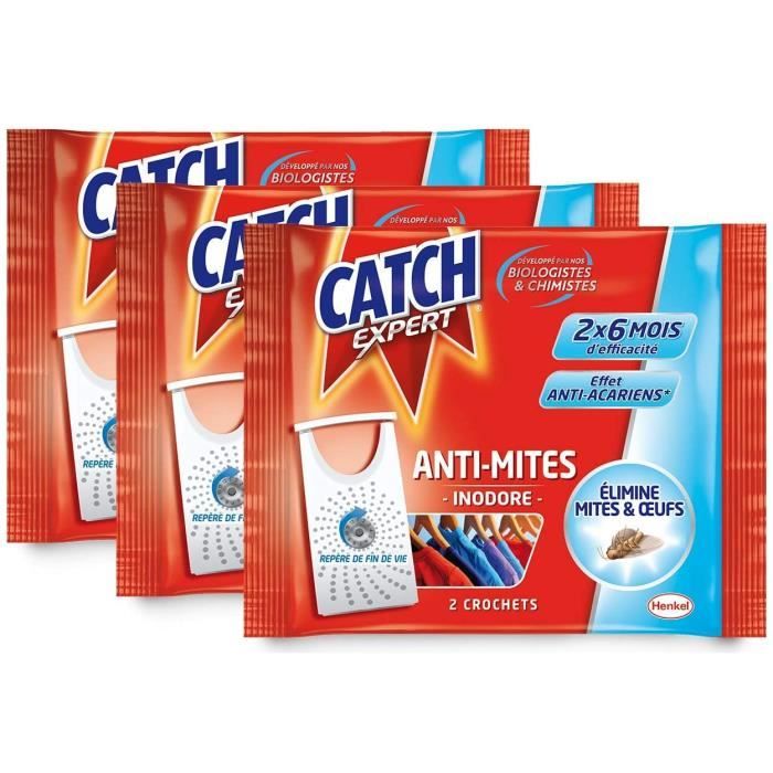 CATCH Expert Mites - 6 Crochets (120 G) - Anti-Mites Textiles - 6 Mois De Protection Par Crochet (6 Crochets - Lot De 1