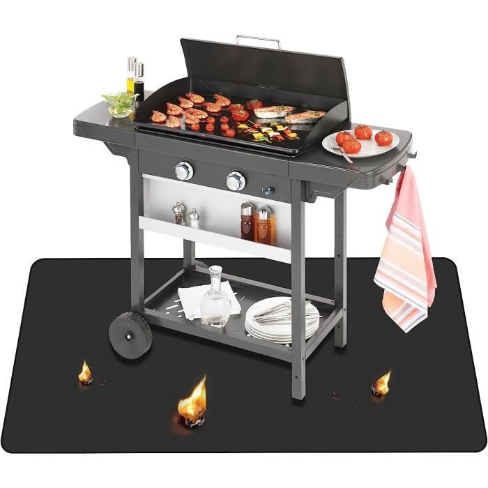 Tapis Barbecue Sol Extérieur Ronde 100cm - Tapis Ignifuge Anti-Graisse Et Antidérapant Pour Barbecue, Feu Et Protection Pelouse