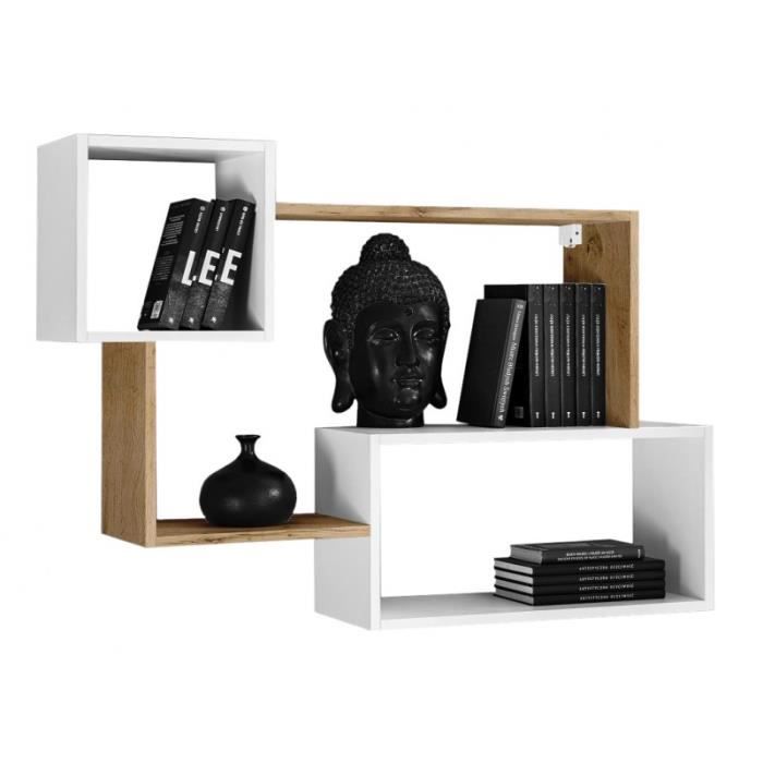 Étagère murale Trio Extreme Furniture Bois naturel Mat & Blanc