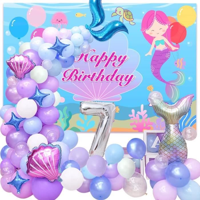 Sirène anniversaire décoration fille 7 ans , kit de guirlande de