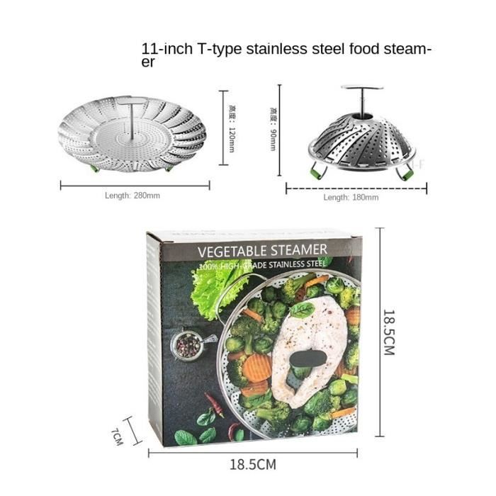 Panier Vapeur Dépliable Fackelmann - Acier Inoxydable - Adaptable 14-24cm - Pour Cuisson Saine
