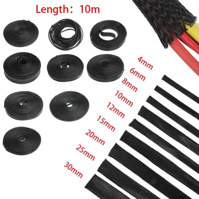 Gaine Câble 10m Noir Diamètre 13mm - Protection Câbles Électriques Et Informatiques