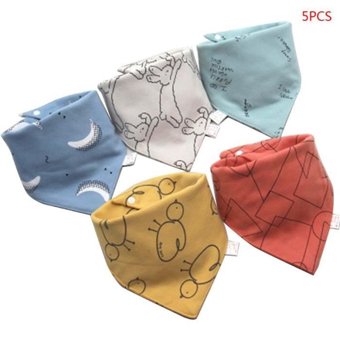 Bavoirs Bebe EMNIMQ - Lot De 6 Bavoirs Bandana Bébé - Coton Doux - Réglables 0-36 Mois Bavoir Triangle Coton