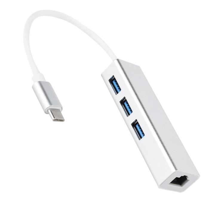 Atyhao Réseau de type C 3.1 Gigabit Adaptateur USB 3.0 vers Ethernet avec HUB 3 ports Type C vers Réseau LAN RJ45 Gigabit Ethernet