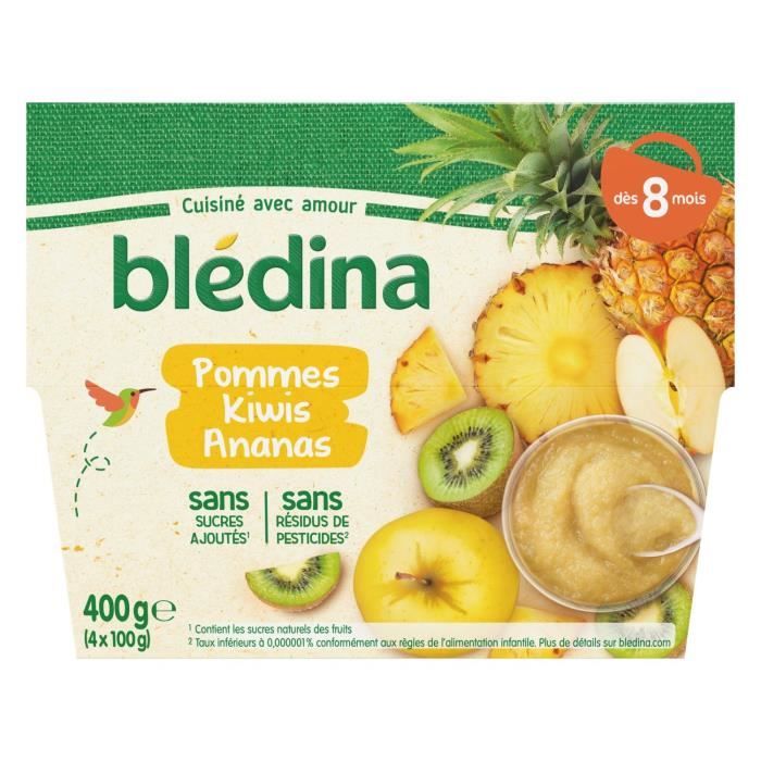 Lot De 3 Bledina Compote Bebe Pommes Kiwis Ananas Des 8 Mois 4 Pots De 100 G Achat Vente Compote Dessert Fruite Lot De 3 Bledina