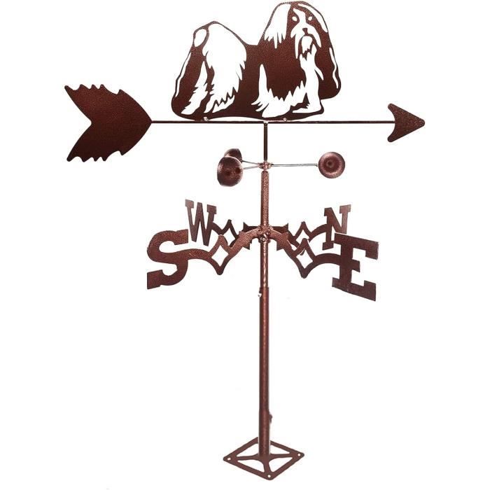 Protoiya Girouette Décorative En Métal Pour Chien, Direction Du Vent, Indicateur Créatif Noir Pour Extérieur, Terrasse, Jardin