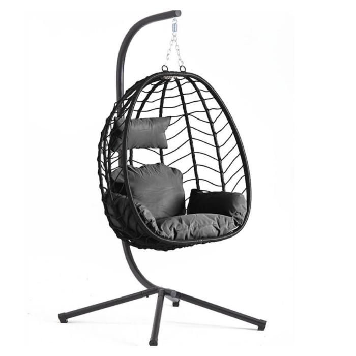 LIMA - fauteuil suspendu effet rotin noir