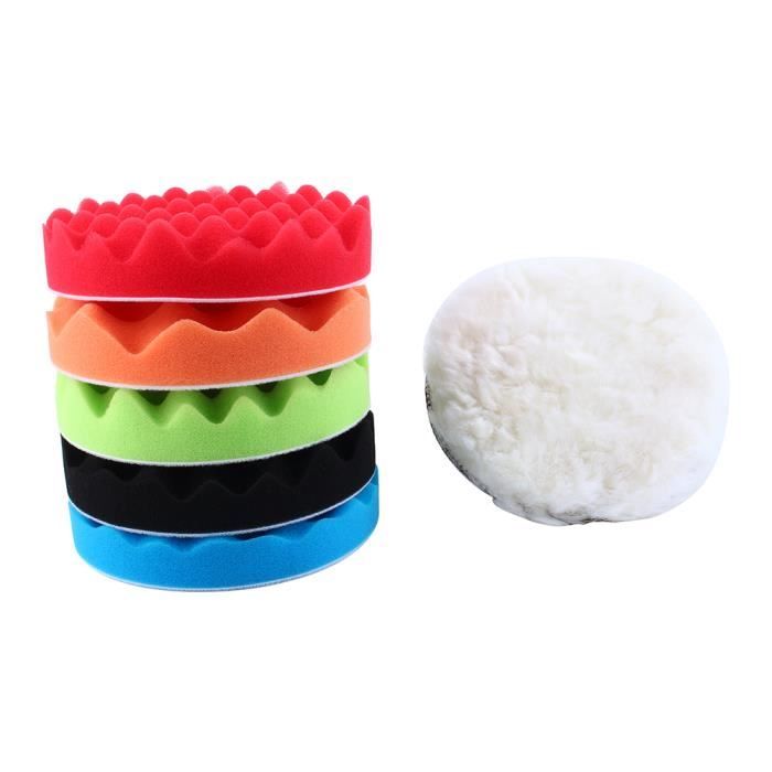 Kit De 7 Tampons De Polissage QWORK 125 Mm - Éponges Et Microfibre Pour Voiture, Vitres, Meubles