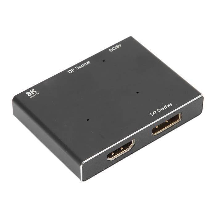 Commutateur DisplayPort 1.4 Bidirectionnel 8K – Sélecteur DP 2 Entrées 1 Sortie / 1 Entrée 2 Sorties, 8K@60Hz, 4K@144Hz Pour PC, TV, Moniteur