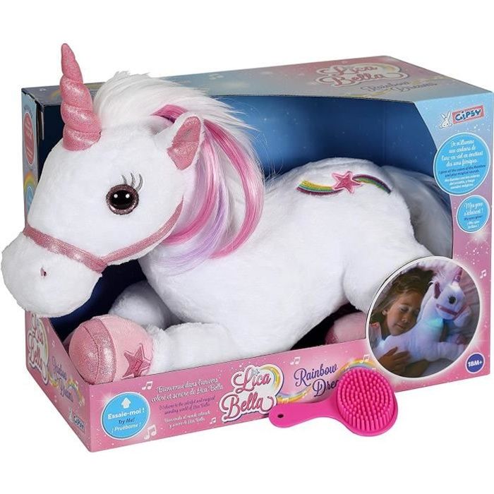 Peluche licorne interactive-licabella féerique et lumineuse 35 cm