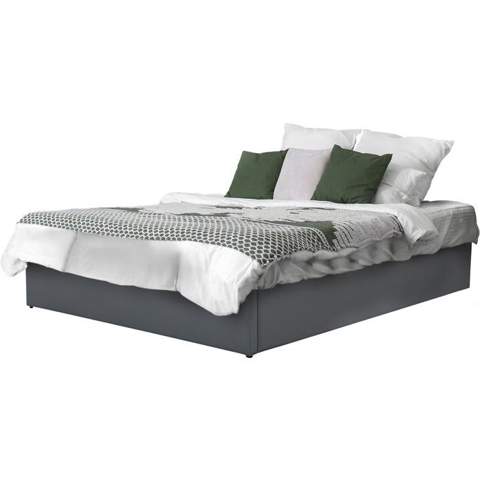 Lit double en PVC avec coffre Ava - 140 x 190 cm - Gris