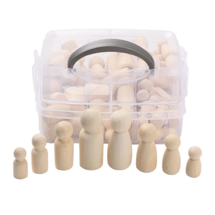 Lot De 30 Poupées En Bois Brut à Peindre - Figurines à Chevilles 3,5 Cm - DIY, Artisanat Enfants