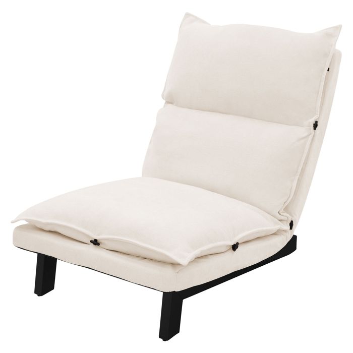 Chaise de sol ML-Design beige rembourré en polyester avec dossier inclinable en 5 positions Chaise de sol ML-Design beige rembourré en polyester avec dossier inclinable en 5 positions