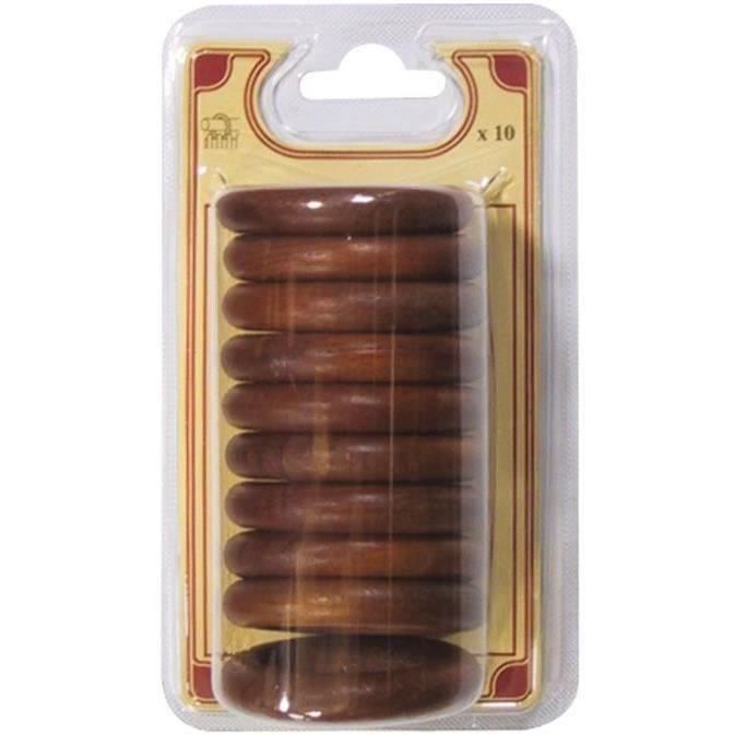 Anneau de rideau pour tringle D: 28 mm x10 - D: 56 mm - merisier