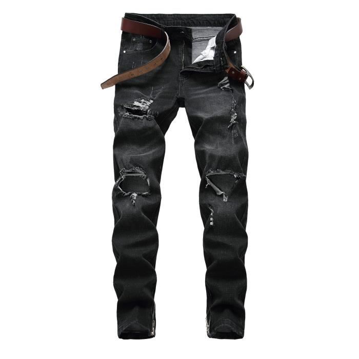 Jean Homme Déchiré Vintage - Coupe Slim, Denim élastique, Avec Trous Et Frottés - Pour Look Décontracté Automne/hiver - 11