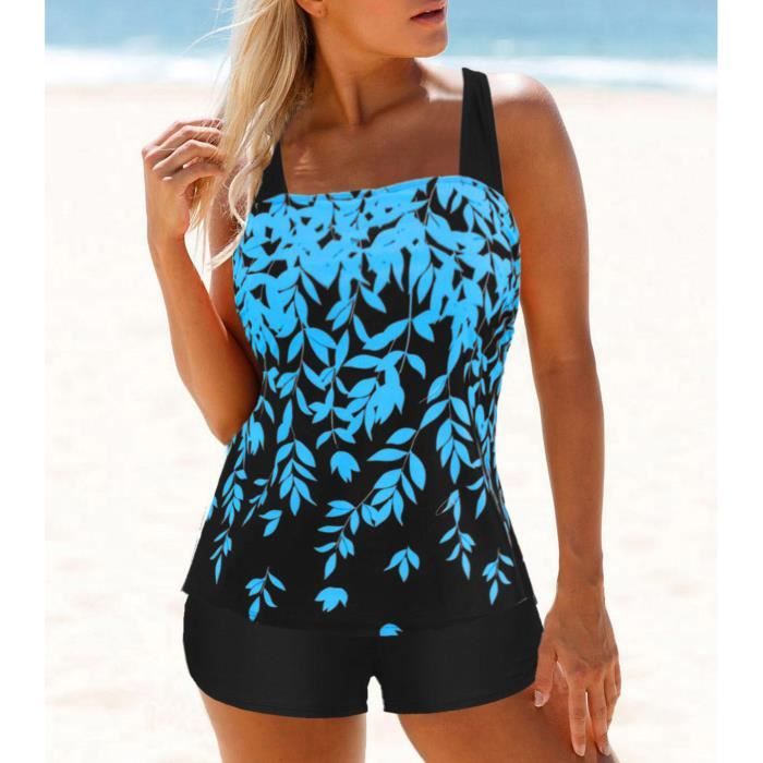 Tankini Pour Femmes 2 Pièces - Haut Débardeur Et Short Taille Haute, Gainant Et Confortable
