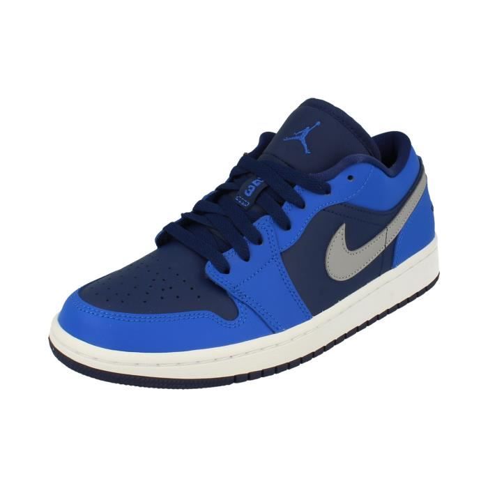 Baskets Nike Air Jordan 1 Low pour enfant - Bleu - Lacets - Synthétique