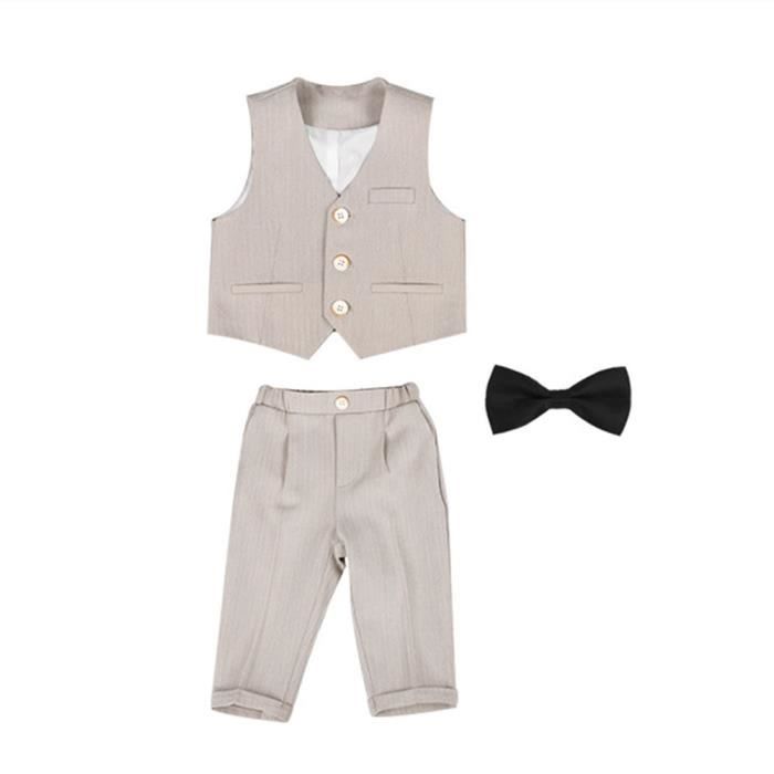 Costume Déguisement Gilet Veste Sans Manche Garçon Cérémonie Soirée Cocktail Mariage Enfant Veston Garçons D'Honneur Habillé 15-16 Ans Noir