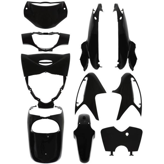 Kit carénage P2R pour scooter Honda 125 SH I 2006 10 pièces noir brillant