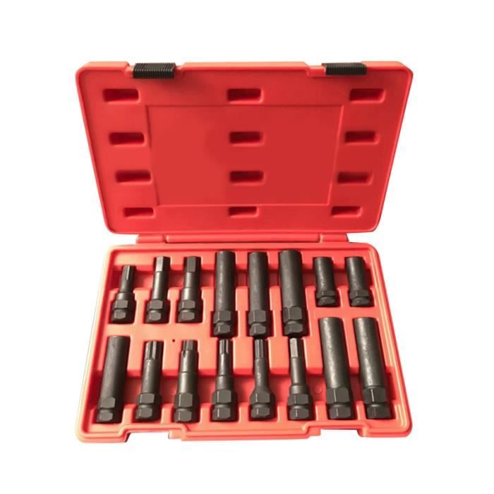 Kit Extracteur D'écrous Endommagés 5 Pièces - Douilles Inversées 17,19,21,22 Mm + Barre 1/2" - 10