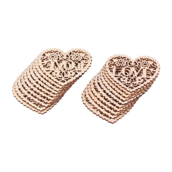 100 Cœurs En Bois Découpés 15 Mm - Décoration Scrapbooking, Mariage Shabby Chic, Loisirs Créatifs