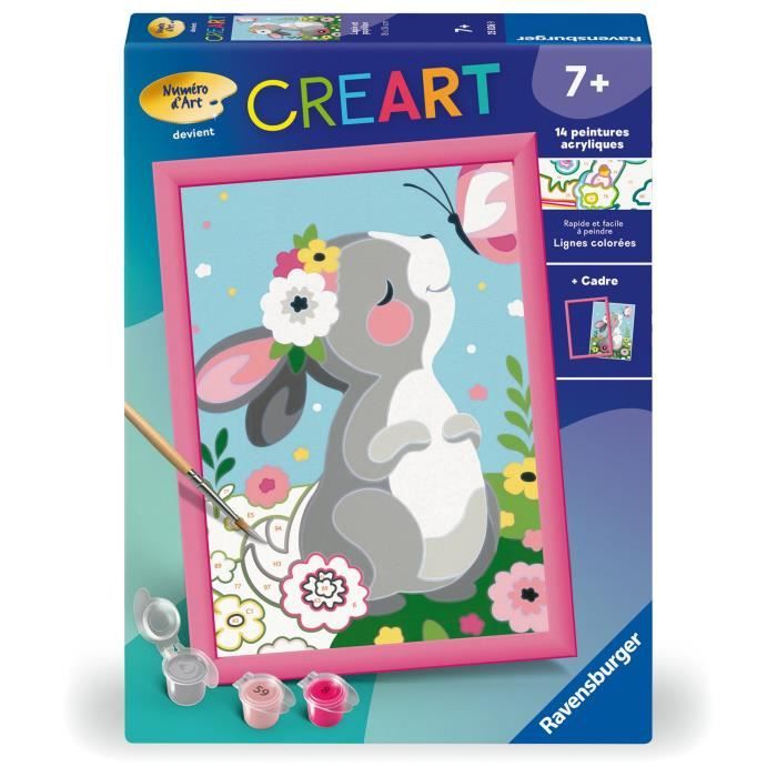 CreArt Kids 18x24cm Lapin et papillon Kit de peinture par numéros Numéro dArt Dès 7 ans 25836 Ravensburger