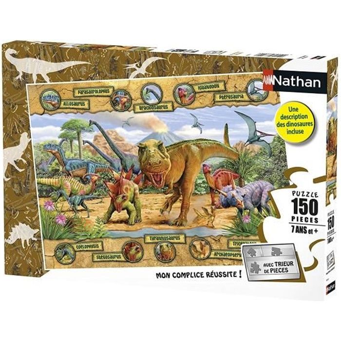 Puzzle 150 p - Les espèces de dinosaures - NATHAN - Mixte - Animaux - A partir de 6 ans