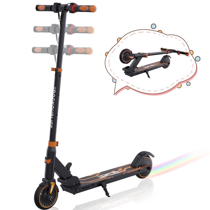 RCB R15 Trottinette électrique pliable enfant Seul 755 kg Hauteur ajustable Cadeau pour Enfant et Ados Orange