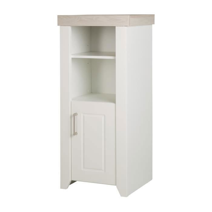ROBA Étagère sur pied Felicia en Bois - 2 Niches et 1 Porte - Blanc / Orme Lunaire