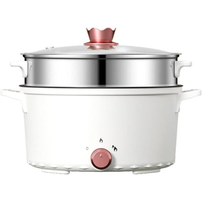 Marmite électrique Portable 800 Ml Avec Cuiseur Vapeur - Multifonction Pour Nouilles, Soupe, Porridge, Riz - Antiadhésif, Minuterie 12h, Maintien Au Chaud 9h - 11