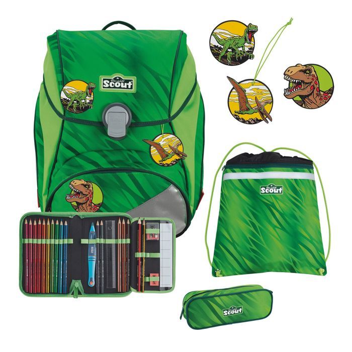 Cartable Et Trousse Dinosaures Pour Garçon - Vert Sapin - Vertbaudet - Léger Et Pratique Pour L'école Primaire