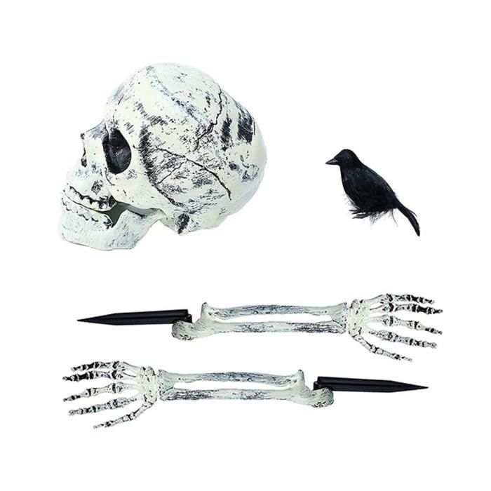 PacuM 2 Pièces Squelette Main Halloween Noir Main Squelette Décoratif Bracelet Halloween Réglable Bracelet Motif Tête Mort Matériau Alliage Style Sombre Décoratif pour Jeux Rôle Fêtes