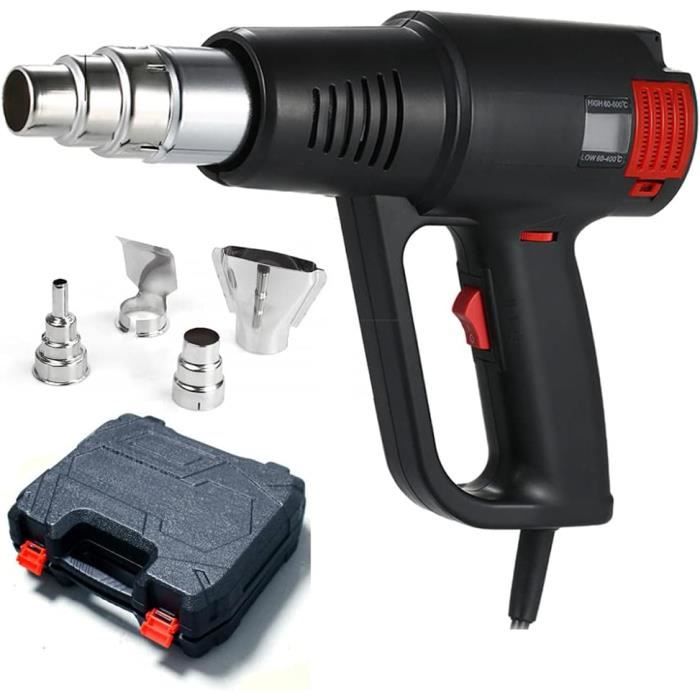 Pistolet à Air Chaud 1600W 220V - Température Réglable 30 à 680°C - Pour Soudage Plastique, Dégivrage, Thermoformage