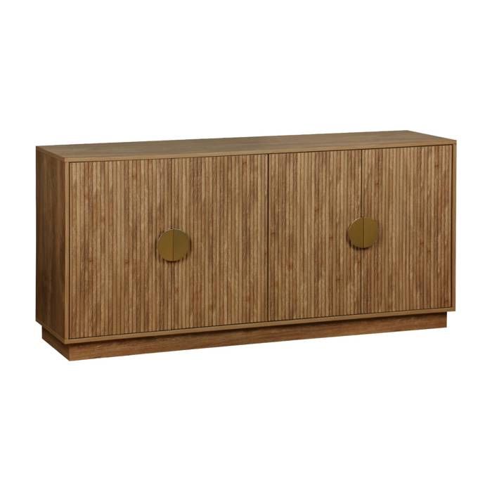 sweeek - Buffet exotique décor bois de manguier rainuré 4 portes 160cm CELIAN