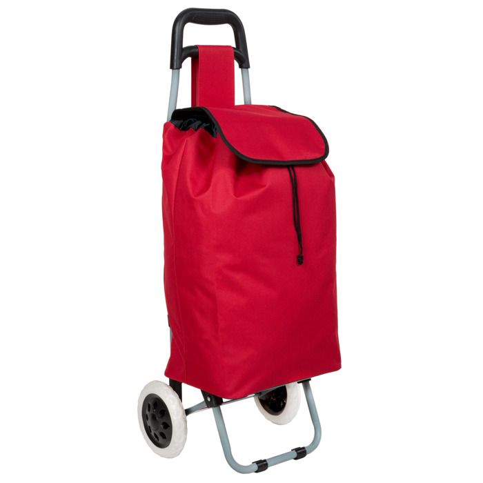 TECTAKE Chariot de Course Pliable 35 Litres en Polyester 2 Roulettes Rouge