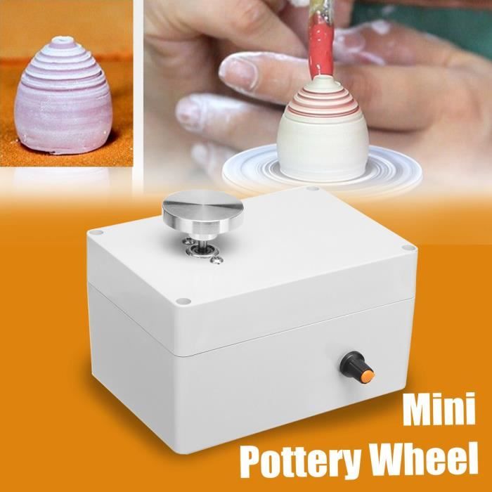 Mini Tour de Poterie pour Débutants, Mini Machine de Tour de Poterie  électrique pour Enfants, Outils d'argile de Roue en Céramique électrique  Potable avec Plateau, Vitesse Réglable de 0(EU Plug) : 