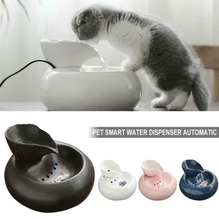 TEMPSA Fontaine à Eau Automatique pour Chat et Chien Céramique Silencieuse  Gris Prise EU