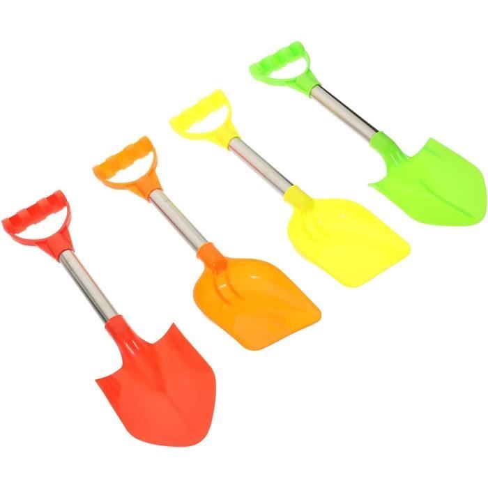 Lot De 4 Pelles De Plage Pour Enfants – 40 Cm, Poignée Cœur, Couleurs Vives – Sable Et Neige – Cadeau Été/Hiver