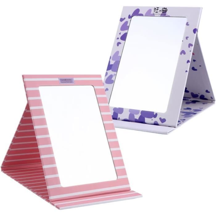 Miroir de table kawaii avec rangement — 18×17 cm, à poser ou mural
